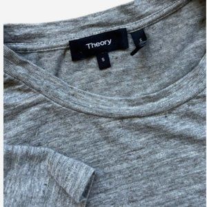 THEORY Easy Pocket Tee Flex Linen Short Sleeve Crewneck Gray Women Small